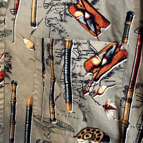VTG 90s Natural Issue Men's Button Up Fishing Shirt XL All Over Print. - Picture 10 of 12